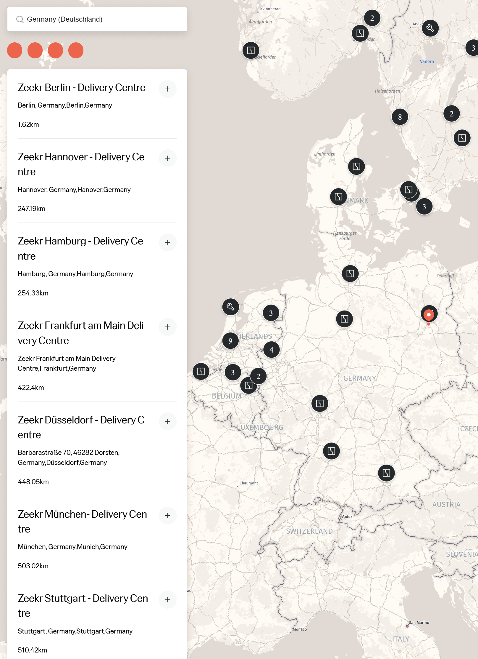 Zeekr Standorte Deutschland