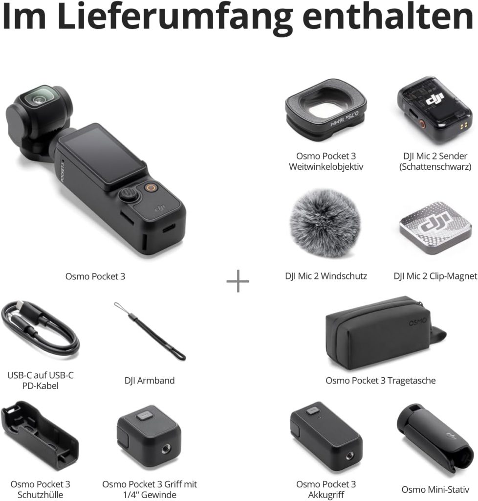 DJI Osmo Pocket 3 Creator Combo Lieferumfang