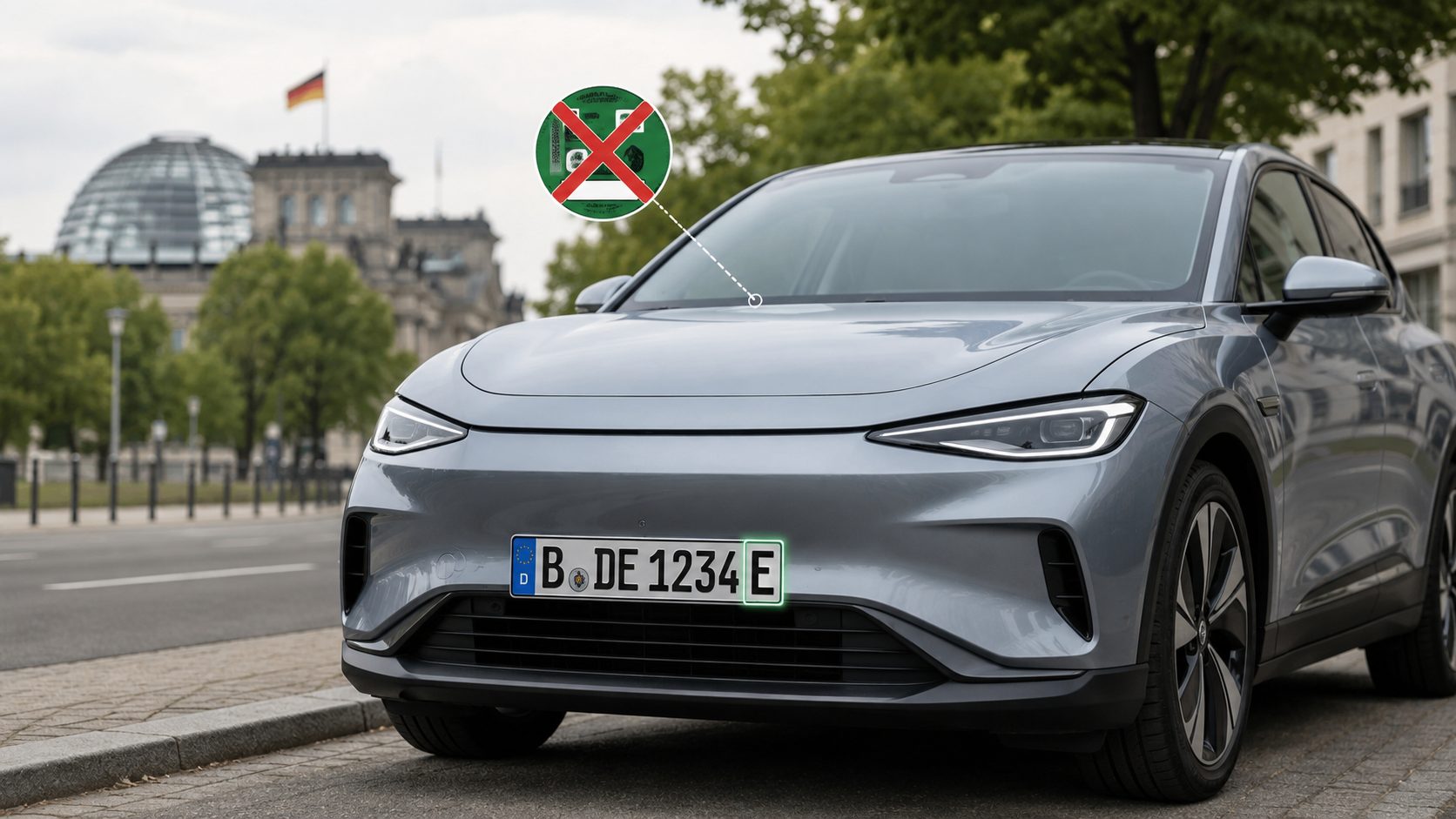 Elektroauto mit E-Kennzeichen – Umweltplakette an der Windschutzscheibe entfällt künftig